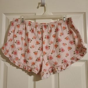 Floral rose PJ bottoms, pink, size medium
